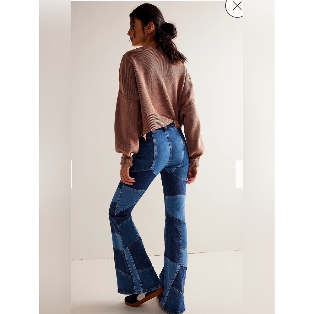 We The Free No Boundaries Pieced Flare Size 27  Patchwork Blue NWT - Picture 2 of 9